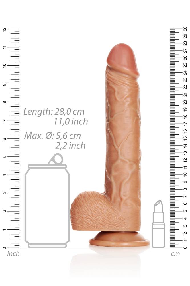 Shots Toys - Real Rock - 10" Straight Dildo with Balls - Various Colours - Stag Shop