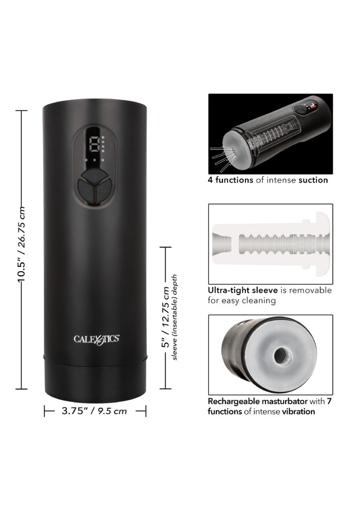 Cal Exotics - Bionic - Sucking and Vibrating Masturbator - Black - Stag Shop