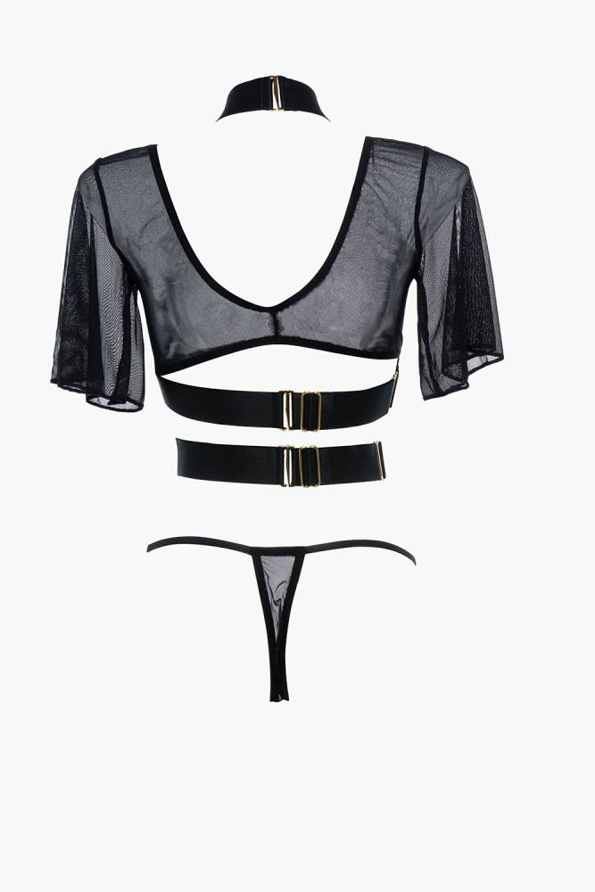 Allure Lingerie - Adore - Dreamer Strappy Top & Thong - Black - OS - Stag Shop