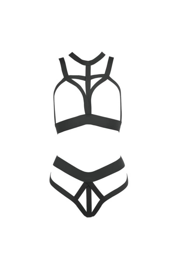 Allure Lingerie - Kitten - In Love & Lust Harness Bra & Thong - Black - OS - Stag Shop
