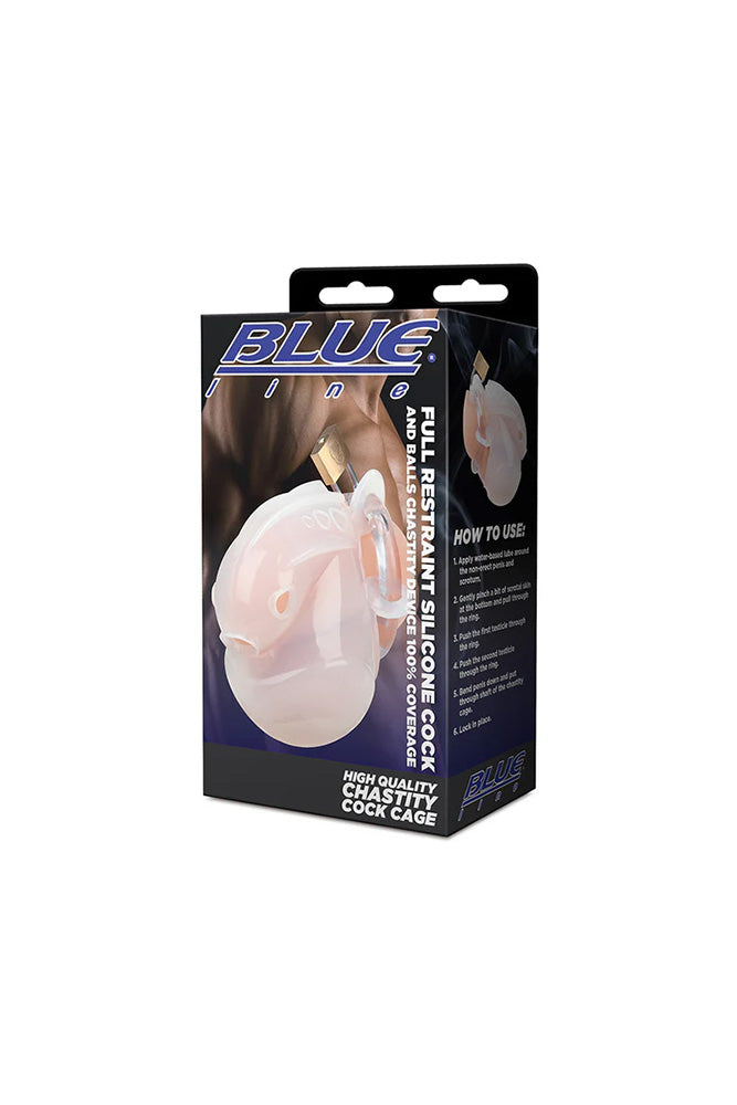 Blue Line - Full Restraint Silicone Cock & Balls Chastity Device