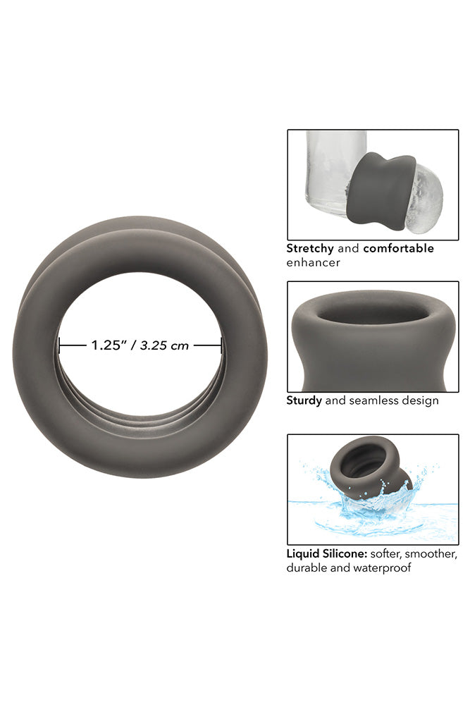 Cal Exotics - Alpha - Liquid Silicone Scrotum Ring - Grey - Stag Shop