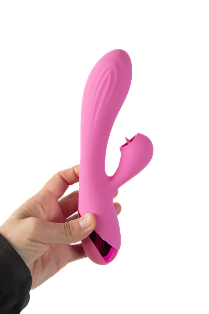 Cousins Group - Juicy - V-Gasm Dual Vibrator With Flickering Stimulator - Pink - Stag Shop