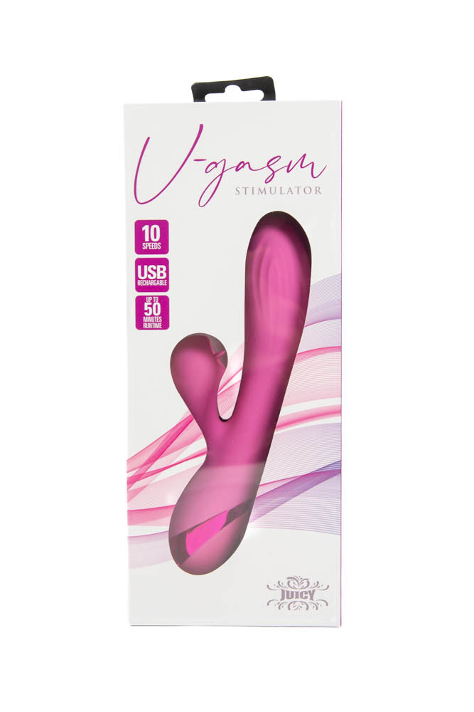 Cousins Group - Juicy - V-Gasm Dual Vibrator With Flickering Stimulator - Pink - Stag Shop