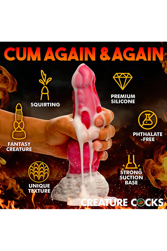 XR Brand - Creature Cocks - Resurrector Phoenix Squirting Silicone Dildo - Red/White - Stag Shop