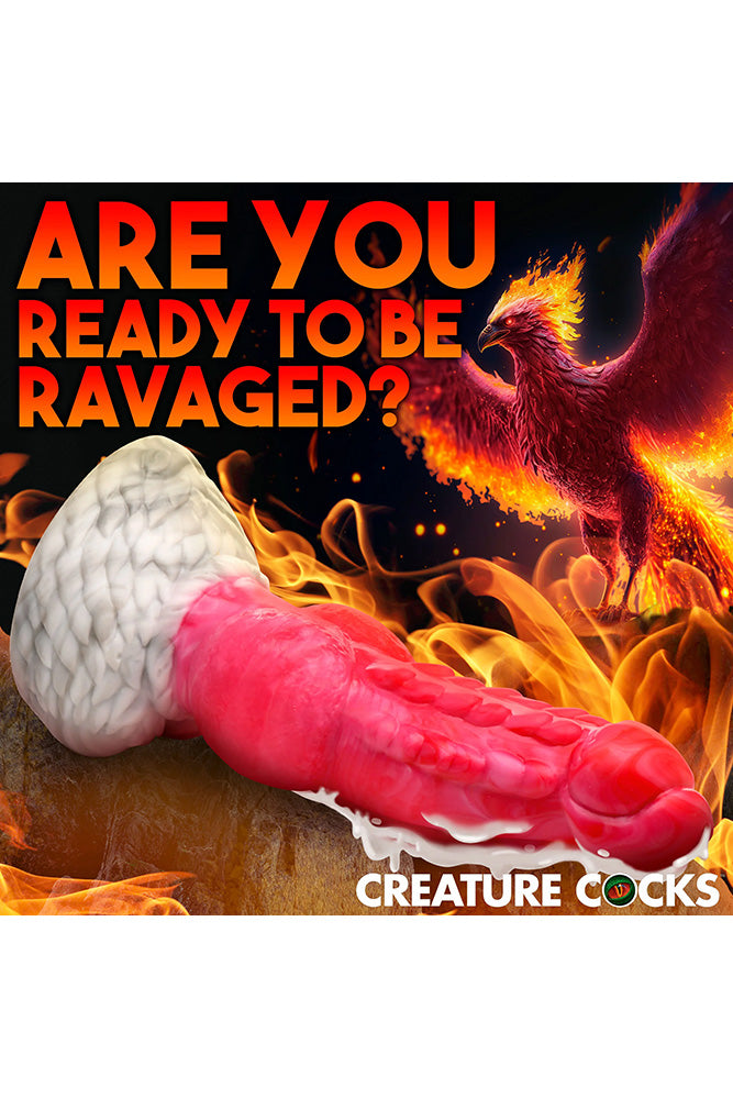 XR Brand - Creature Cocks - Resurrector Phoenix Squirting Silicone Dildo - Red/White - Stag Shop