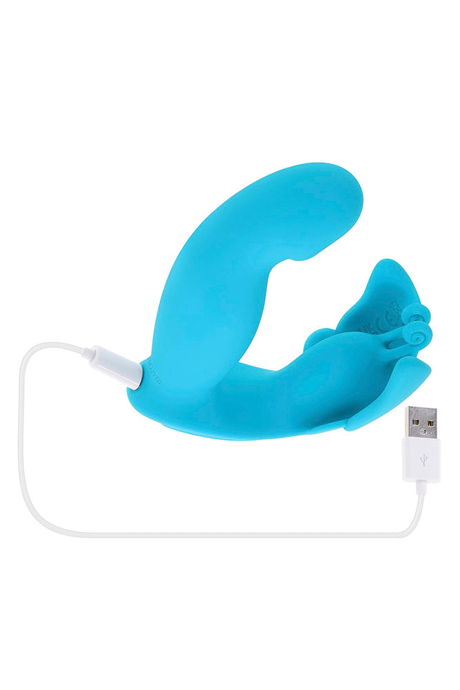 Evolved Novelties - Spread Your Wings Dual Vibrator With Come-Hither Motion - Turquoise - Stag Shop