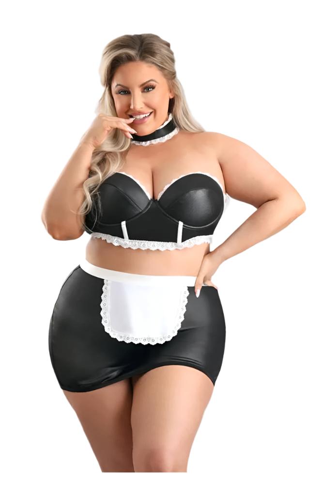 Fantasy Lingerie - Play - 5 Star Service Maid Costume Set - Plus Size - Black - Stag Shop