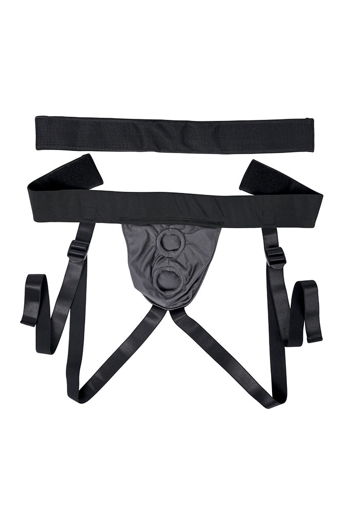 Gender X - Double Rider Dual Toy Strap-On Harness - Grey/Black - Stag Shop