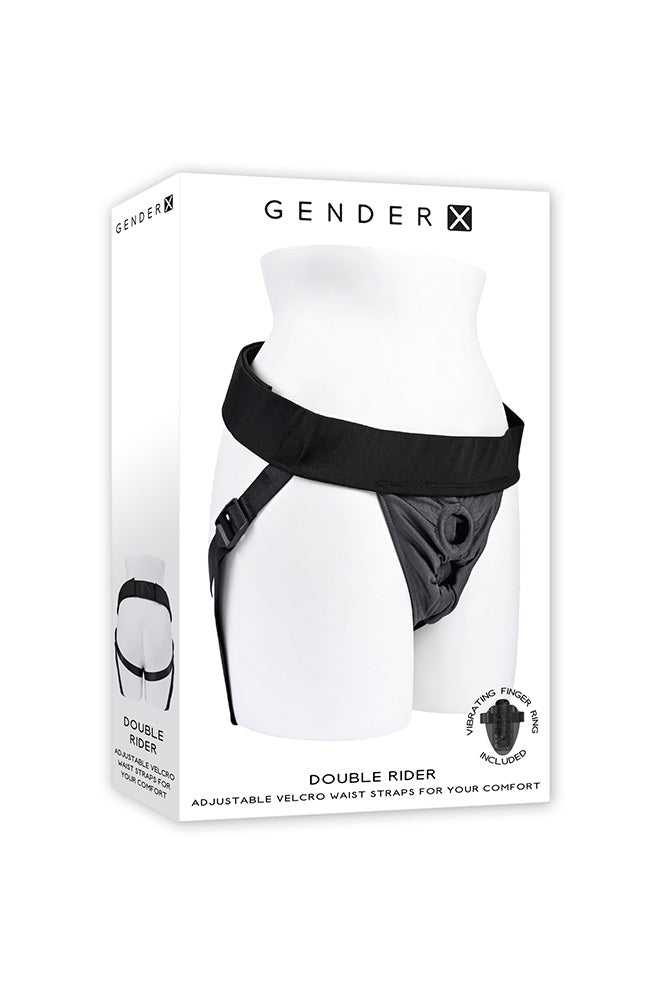 Gender X - Double Rider Dual Toy Strap-On Harness - Grey/Black - Stag Shop
