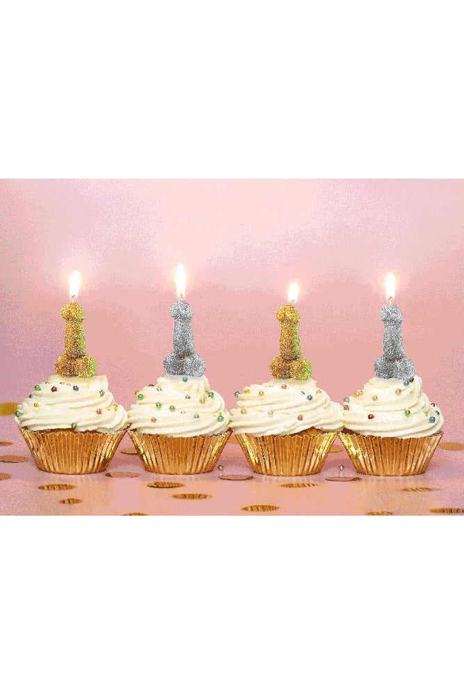 Little Genie - Glitterati Penis Candles - Silver/Gold - Stag Shop