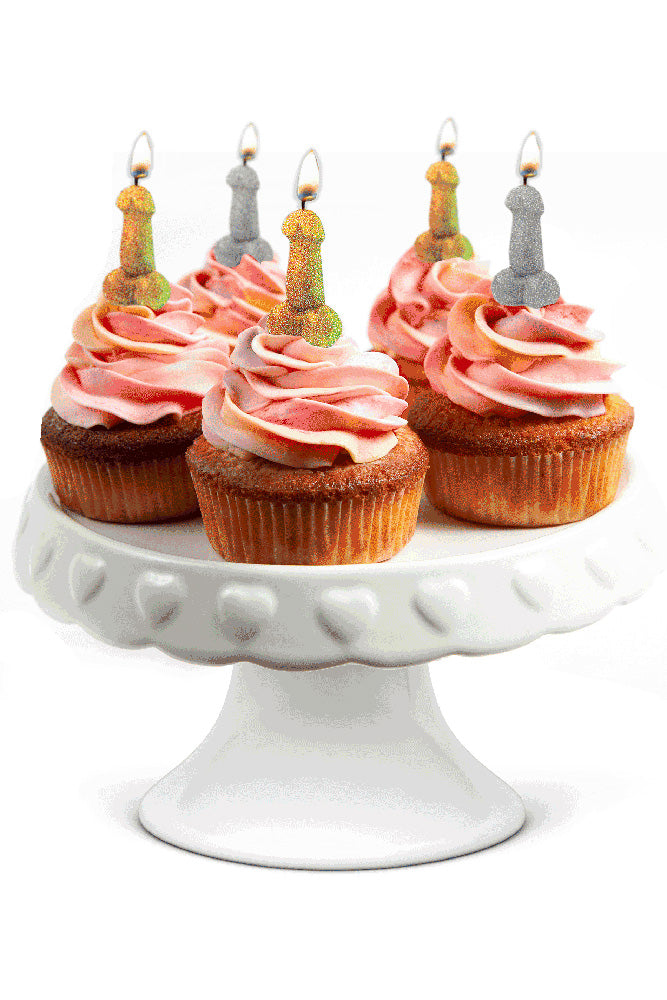 Little Genie - Glitterati Penis Candles - Silver/Gold - Stag Shop