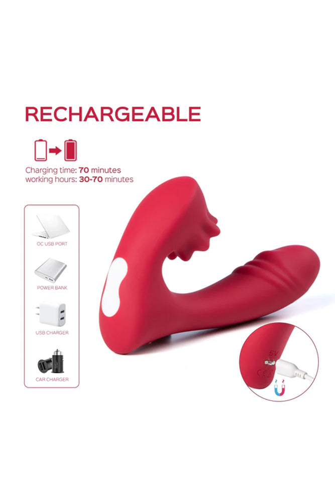 Honey Play Box - Lacy - G Spot Vibrator with Flicking Tongue - Red - Stag Shop