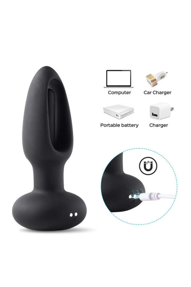 Honey Play Box - Snuggy Tapping Prostate Anal Plug Vibrator - Black - Stag Shop