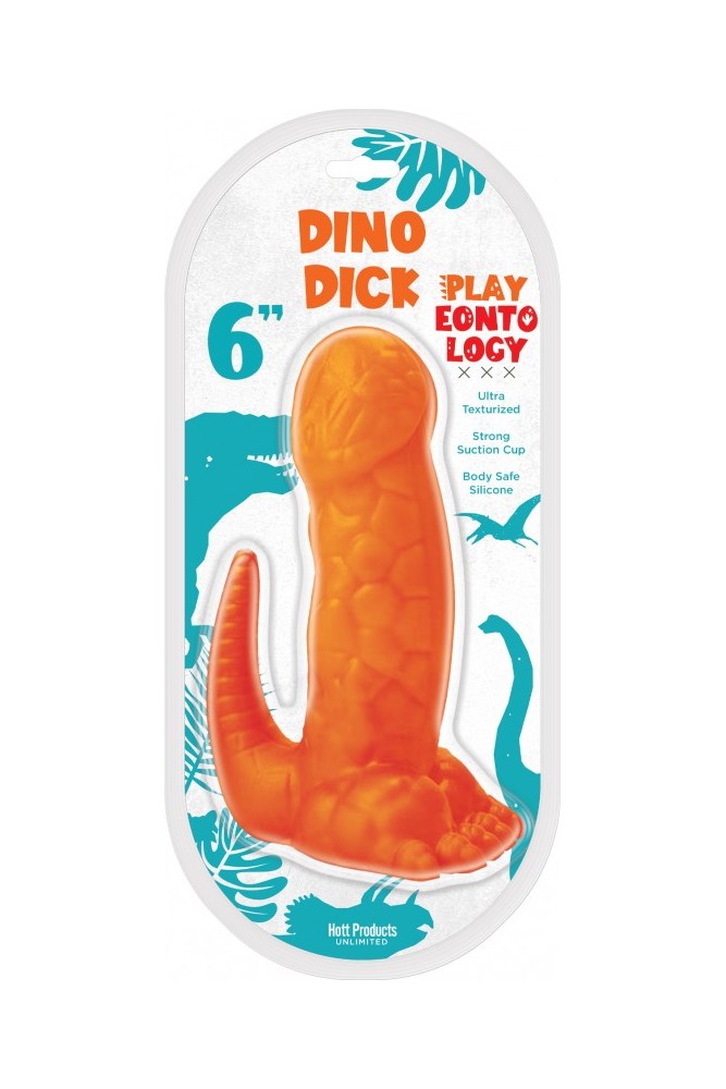 Hott Products - Playeontology - Dino Dick 6" Dildo - Orange - Stag Shop