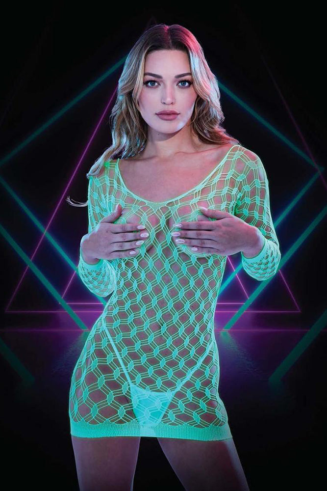 Lapdance Lingerie - LC-112 - Glow in the Dark Mini Dress - OS - Stag Shop