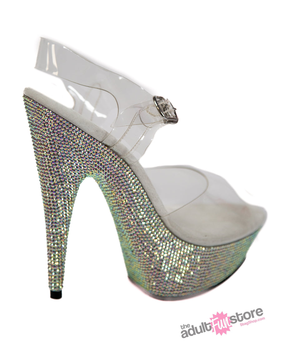 Lapdance Shoes - LS-16 - 6" Rhinestone Platform Sandal - Clear - Stag Shop