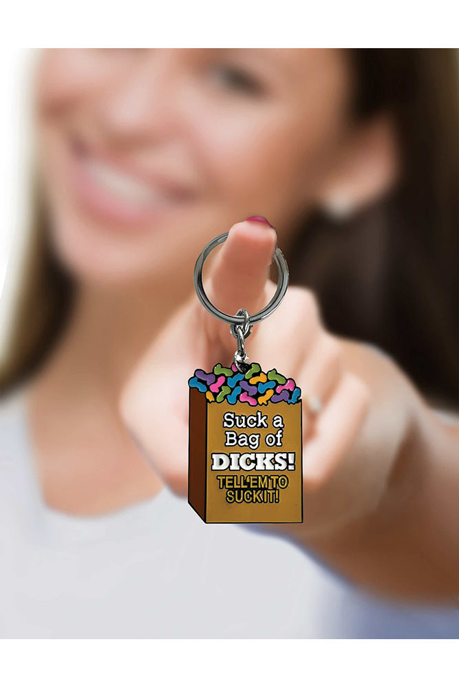 Little Genie - Suck A Bag Of Dicks Keychain - Stag Shop