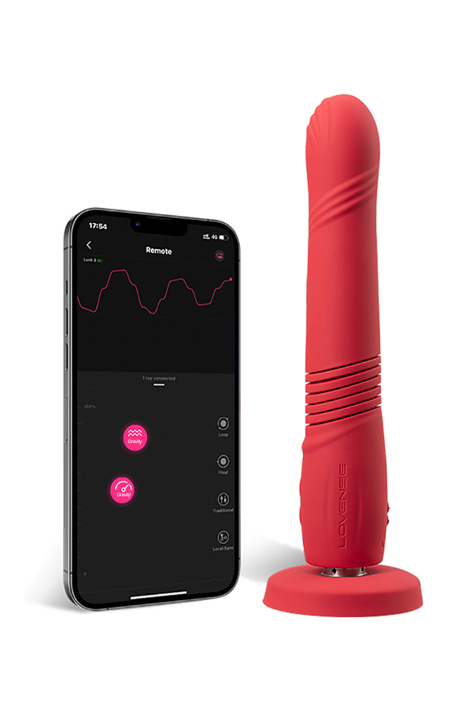 Lovense - Gravity Bluetooth Thrusting Dildo - Red - Stag Shop