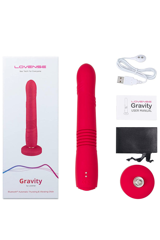 Lovense - Gravity Bluetooth Thrusting Dildo - Red - Stag Shop