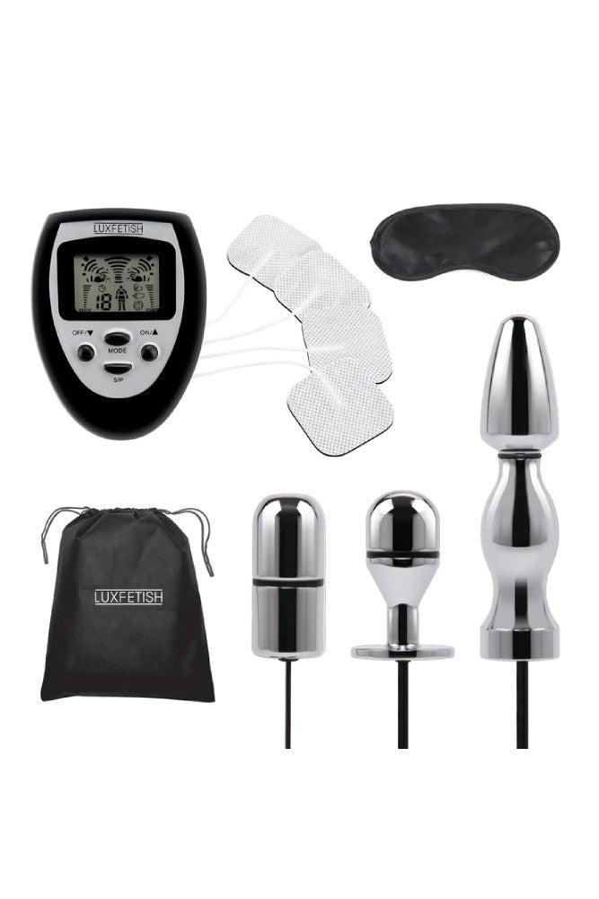 Electric Eel - Lux Fetish - 9PC Electro-sex Ultra Shock Set - Black/Silver - Stag Shop