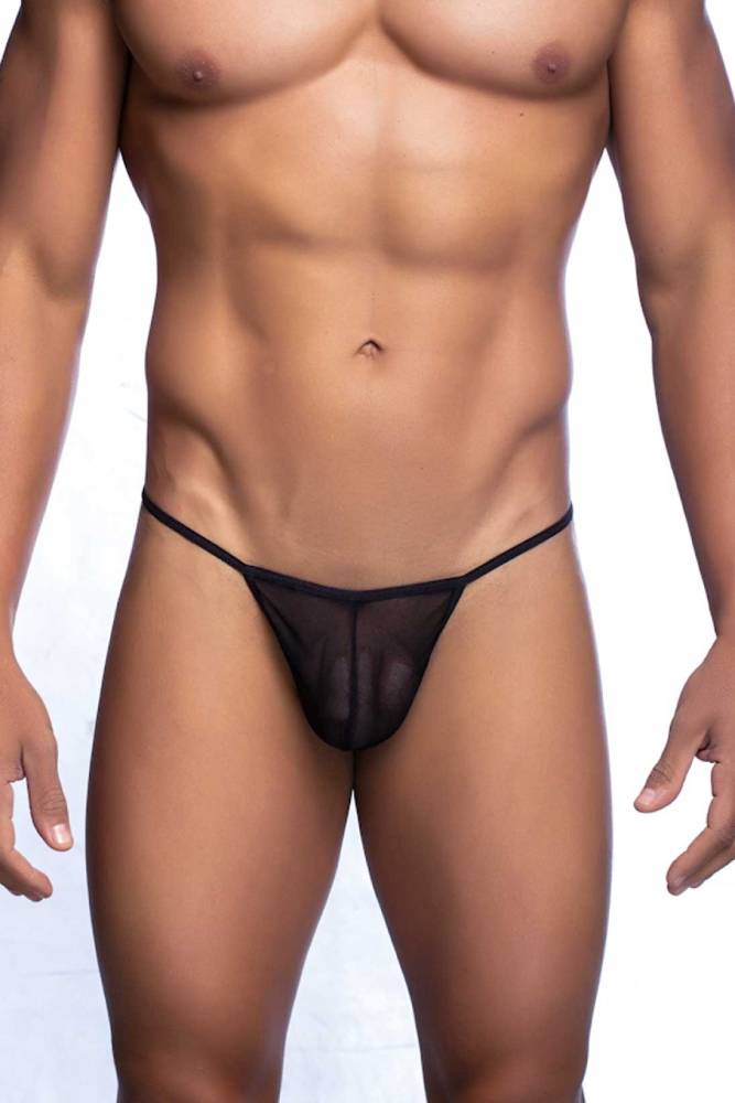 Male Basics - Tulle T-Thong - Black - MBL07 - Stag Shop
