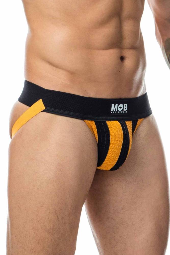 Male Basics - Black Belt Jock - Black/Orange - MBL110 - Stag Shop