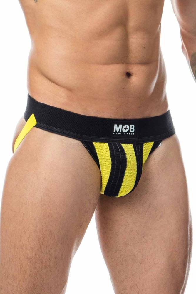 Male Basics - Black Belt Jock - Black/Yellow - MBL110 - Stag Shop