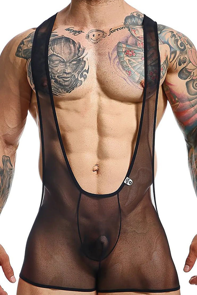 Male Basics - Open Back Mesh Singlet - Black - Various Sizes - MBL64 - Stag Shop