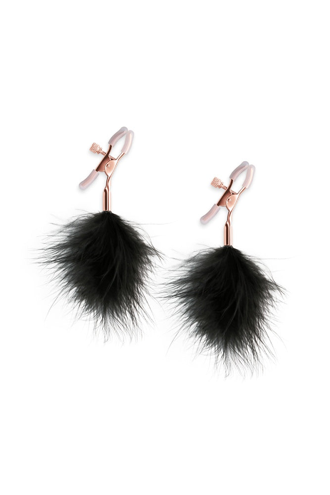 NS Novelties - Bound - Feather Nipple Clamps - Rose Gold/Black - Stag Shop