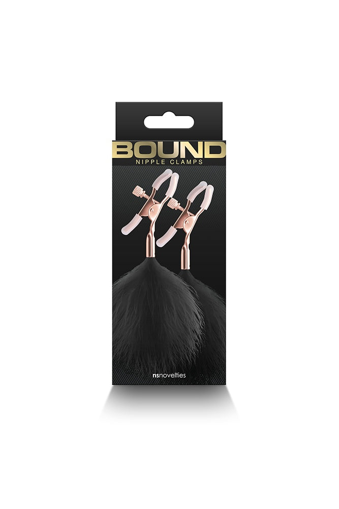 NS Novelties - Bound - Feather Nipple Clamps - Rose Gold/Black - Stag Shop