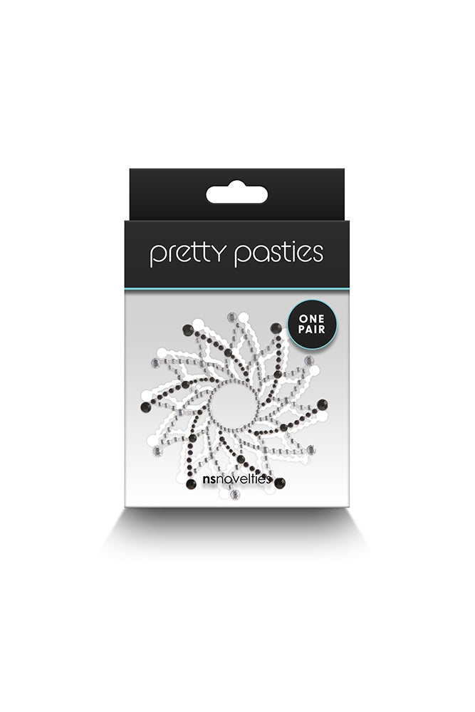 NS Novelties - Pretty Pasties - Charm Rhinestone Pasties - Black/Silver - Stag Shop