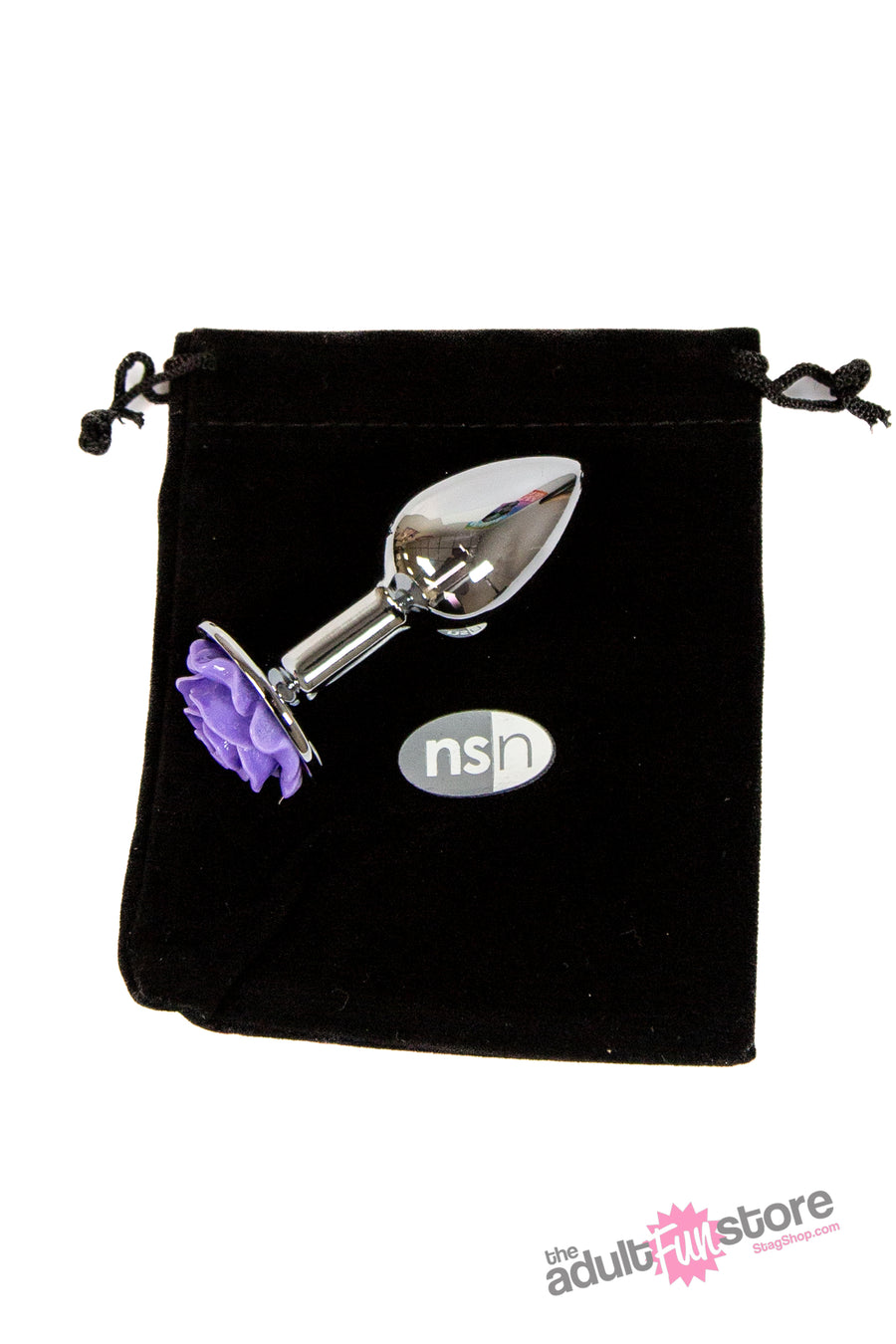 NS Novelties - Rear Assets - Aluminum Rose Butt Plug - Purple/Silver - Small - 3 Inch - Stag Shop