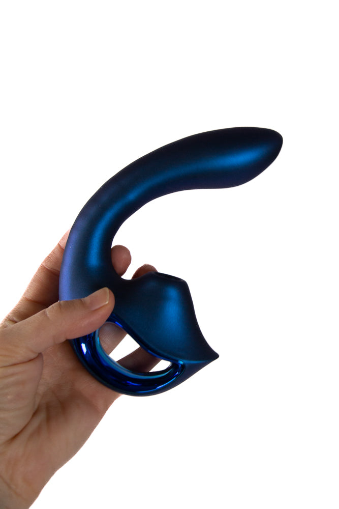 NS Novelties - Seduction - Kaia Dual Vibrator with Air Pulse Stimulation - Metallic Blue - Stag Shop