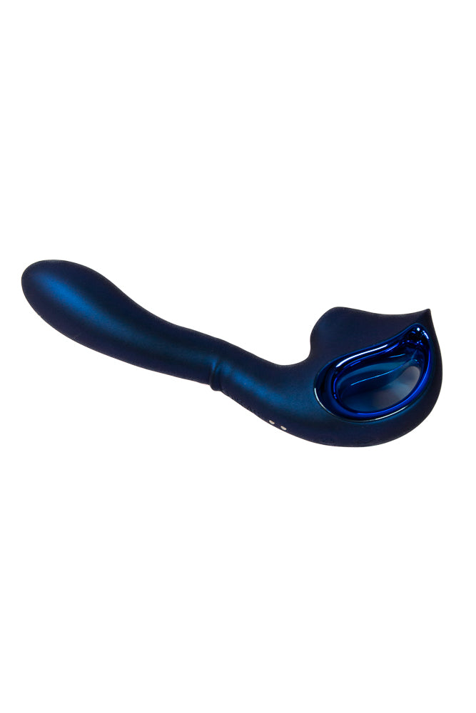 NS Novelties - Seduction - Kaia Dual Vibrator with Air Pulse Stimulation - Metallic Blue - Stag Shop