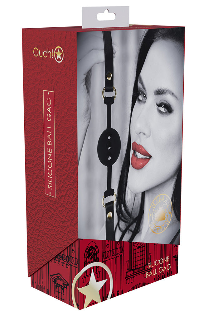 Ouch International - Milan Collection - Breathable Silicone Ball Gag - Black/Red - Stag Shop