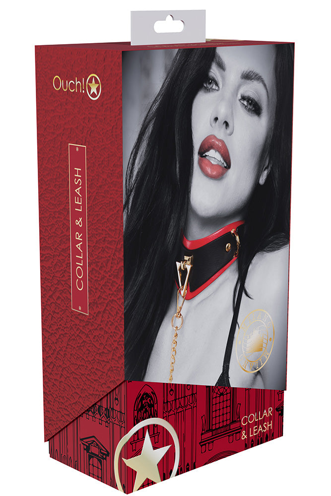 Ouch International - Milan Collection - Collar & Leash - Black/Red - Stag Shop