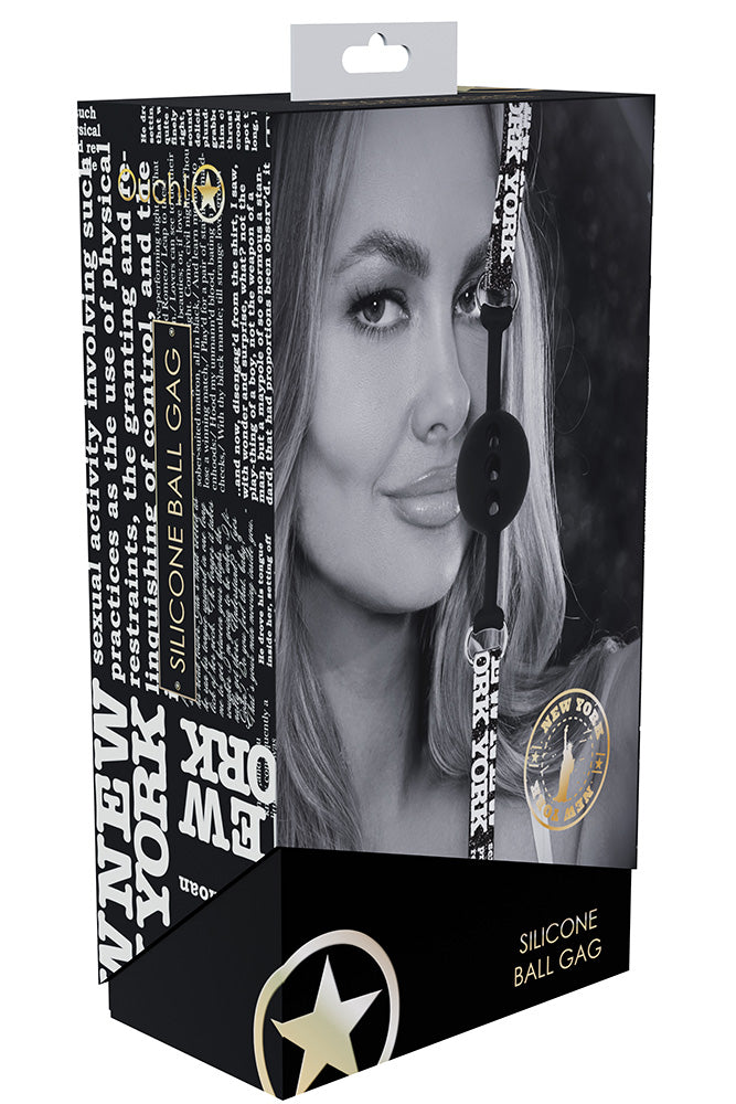 Ouch International - NY Collection - Silicone Breathable Ball Gag - Black - Stag Shop