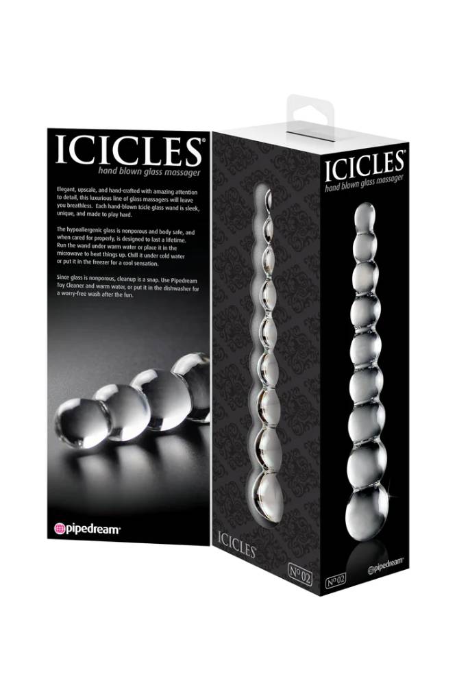 Pipedream - Icicles - No. 2 - Beaded Glass Dildo - Clear - Stag Shop