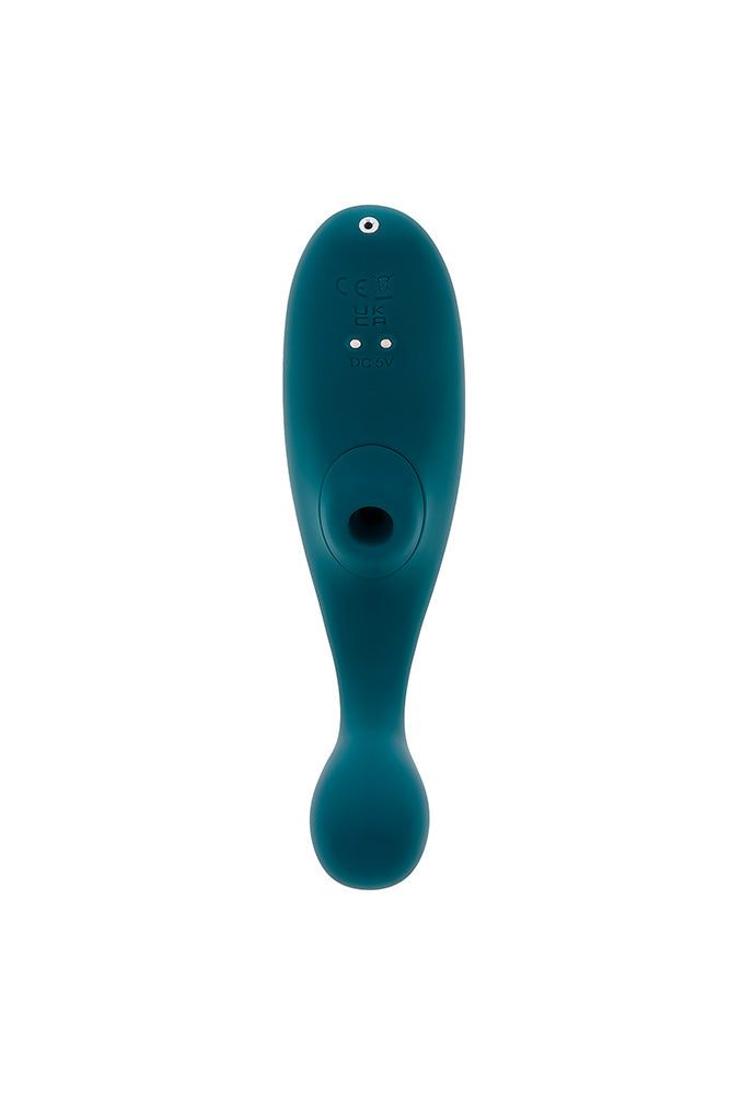 Playboy - Charmer Dual Vibrator With Air Pulse Clitoral Stimulator - Teal - Stag Shop