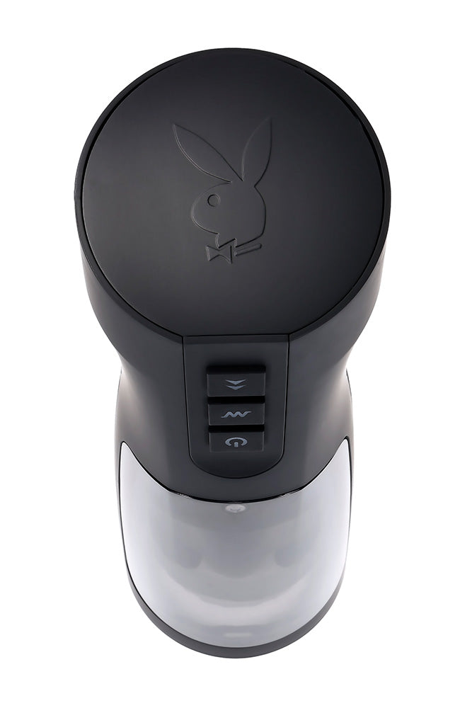 Playboy - End Game Warming & Vibrating Stroker with UV Sanitizing Stand - Black - Stag Shop