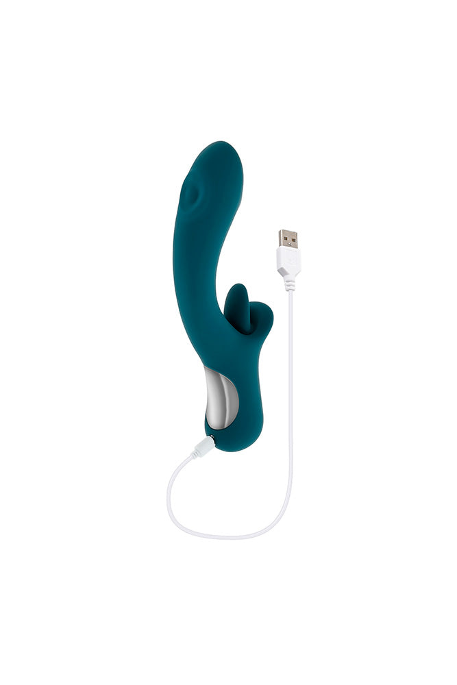 Playboy - Harmony Dual Vibrator with Flickering Tongue - Teal - Stag Shop