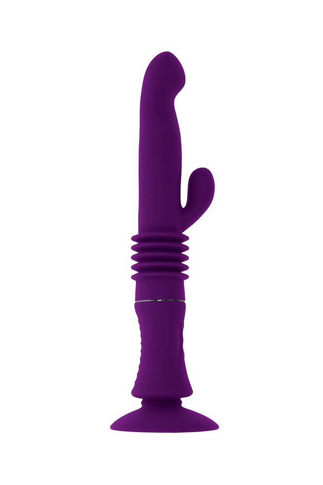 Playboy - Hoppy Ending Thrusting Rabbit Vibrator - Purple - Stag Shop