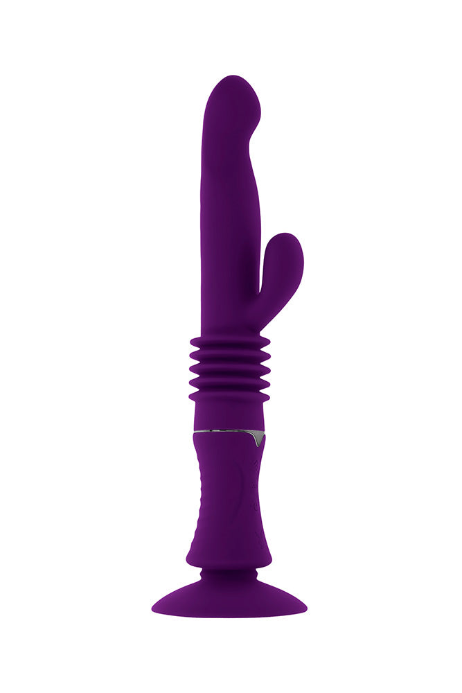 Playboy - Hoppy Ending Thrusting Rabbit Vibrator - Purple - Stag Shop