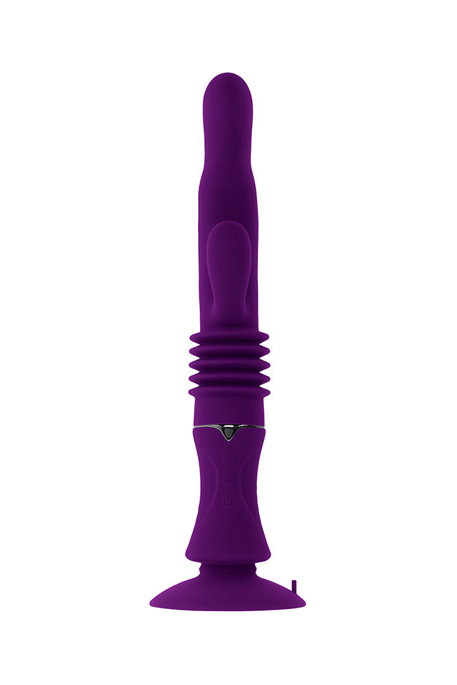 Playboy - Hoppy Ending Thrusting Rabbit Vibrator - Purple - Stag Shop