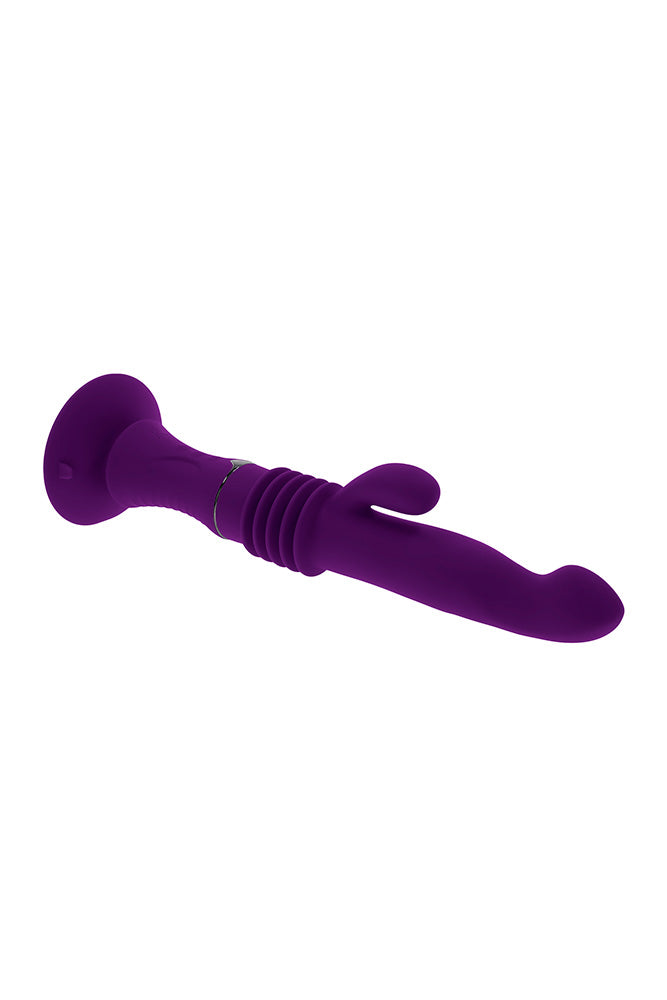 Playboy - Hoppy Ending Thrusting Rabbit Vibrator - Purple - Stag Shop