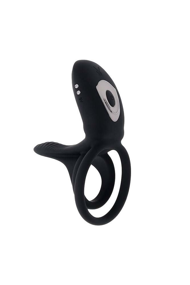 Playboy - Just Right Vibrating Cock Ring - Black - Stag Shop
