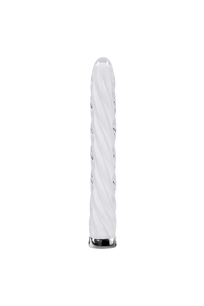 Playboy - In A Twist Glass Vibrator - Clear/White - Stag Shop