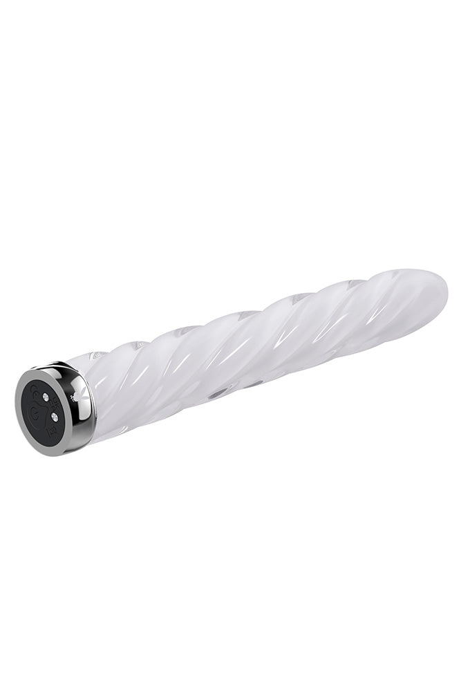Playboy - In A Twist Glass Vibrator - Clear/White - Stag Shop