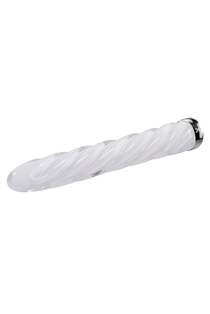 Playboy - In A Twist Glass Vibrator - Clear/White - Stag Shop